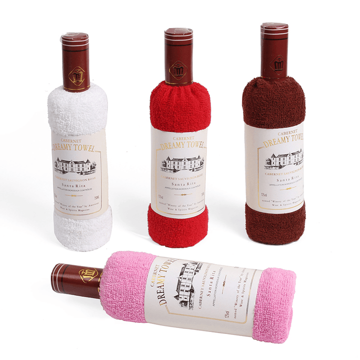 34X72Cm Boxed Cotton Absorbent Wine Shape Towel Festival Valentine Weeding Gift Party Decor - MRSLM