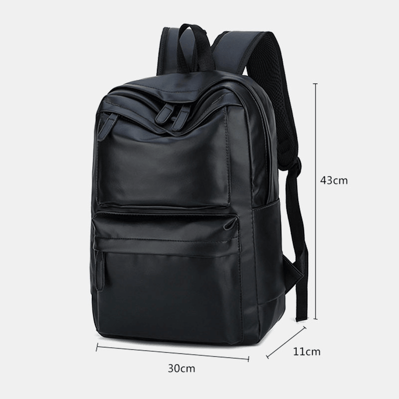 Men PU Leather Multi-Pocket Vintage 14 Inch Laptop Bag Large Capacity Travel Camping Backpack - MRSLM