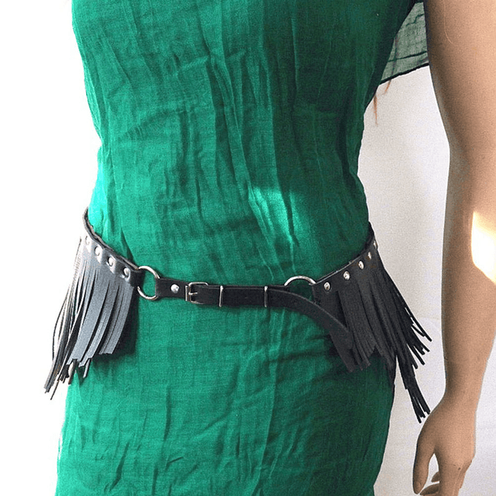 Women PU Irregular Tassels Pin Buckle Decorative All-Match Belt - MRSLM