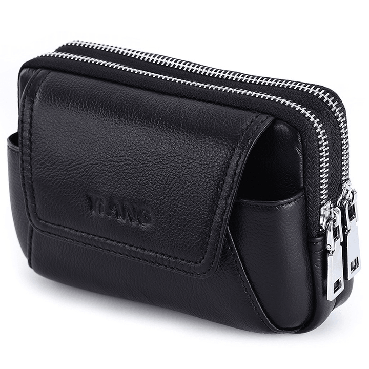 Men Genuine Leather Waist Bag Phone Bag for Outdoor Travel Daily - MRSLM