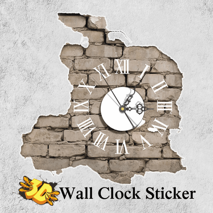 PAG STICKER 3D Wall Clock Decals Breaking Cracking Wall Sticker Home Wall Decor Gift - MRSLM