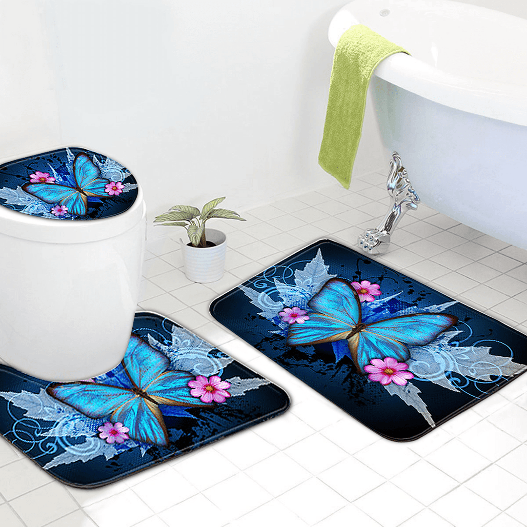 3Pcs/Set Different Sizes Washable Anti-Slip Bathroom Mat Shower Floor Toilet Rug Carpet - MRSLM