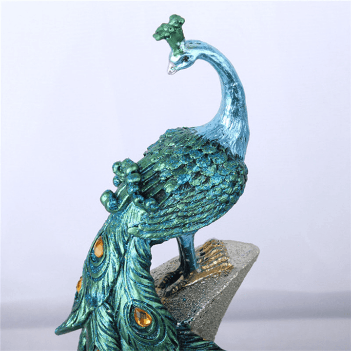 Peacock Resin Desktop Ornament Animal Figurine Statue Home Decorations Crafts - MRSLM