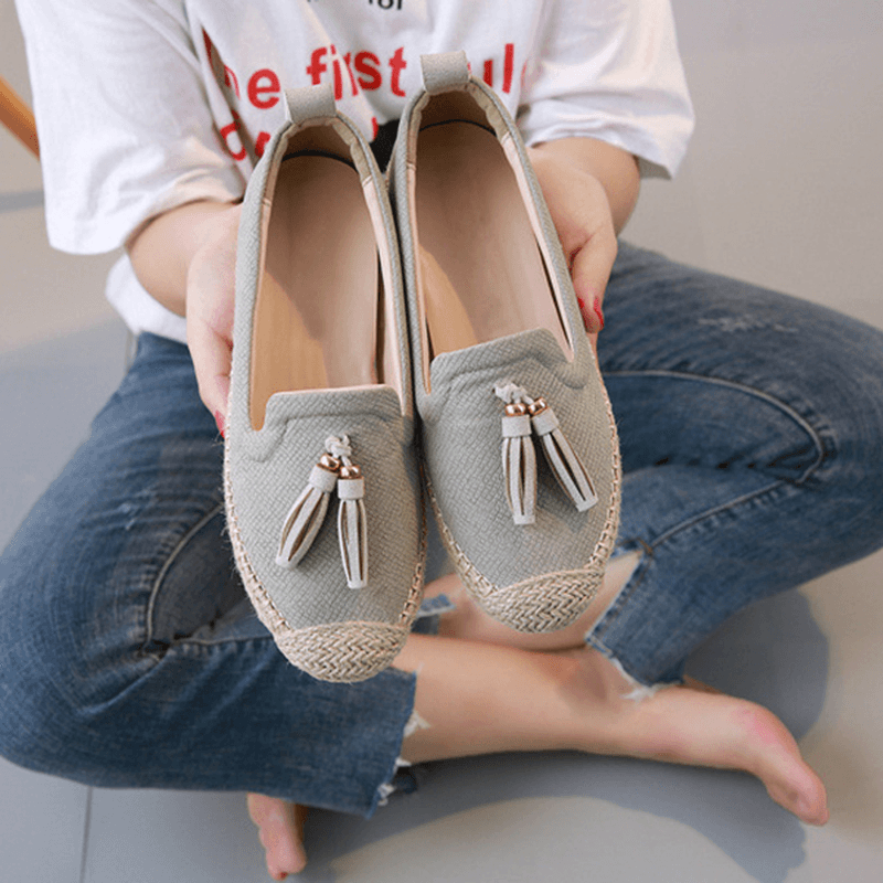 Tassel round Toe Slip on Flat Loafers for Women - MRSLM