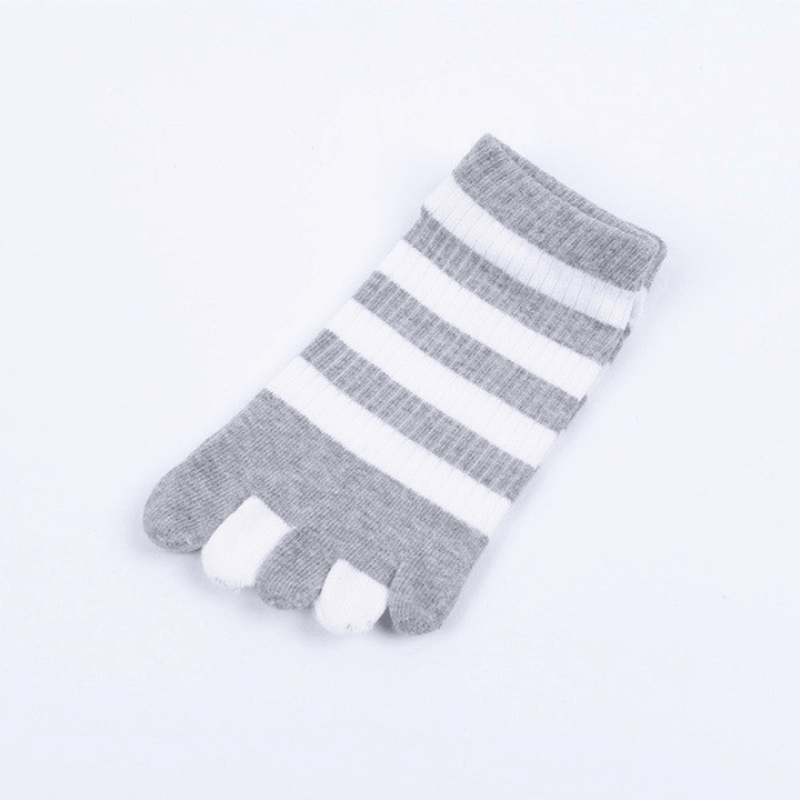 Women Wide Stripes Comfortable Five Toe Socks - MRSLM