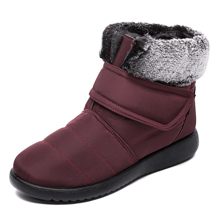 Women Large Size Warm Lined Hook Loop plus Velvet Ankle Snow Boots - MRSLM