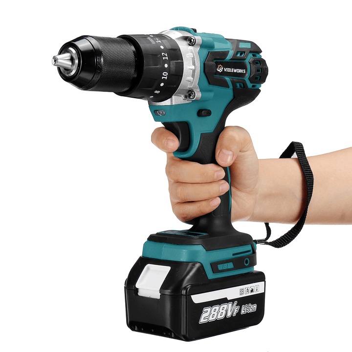 3 in 1 288VF 13Mm Brushless Cordless Impact Drill Screwdriver Hammer Drill W/ 1/2Pcs Battery for Makita - MRSLM