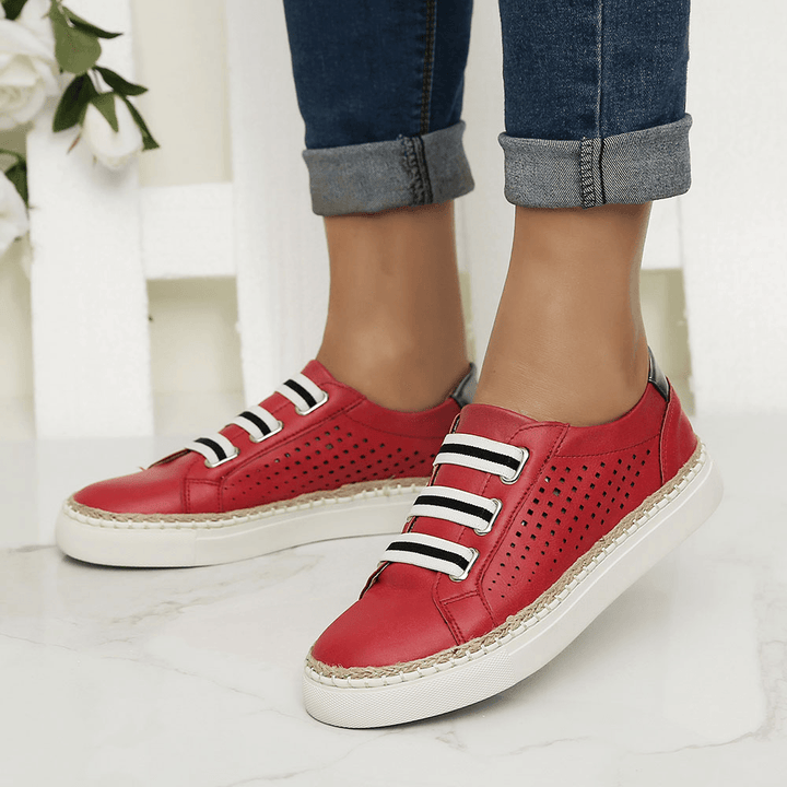 Women Casual Hand Weave Hollow Out Breathable Loafers - MRSLM