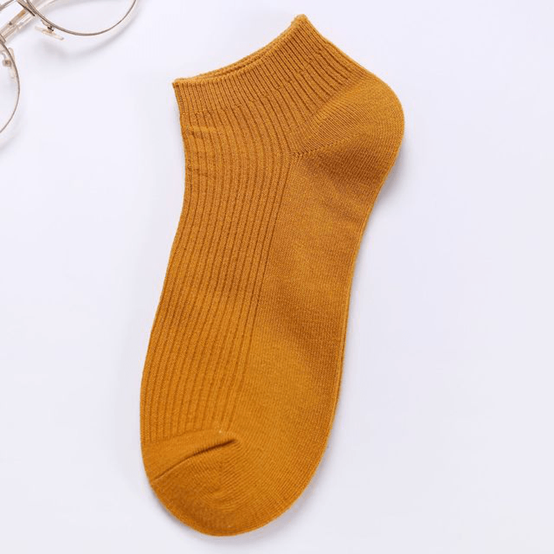 Men'S New Breathable Double Needle Boat Socks Men'S Socks Wild Solid Color Draw Socks Socks Cotton Sweat Socks - MRSLM