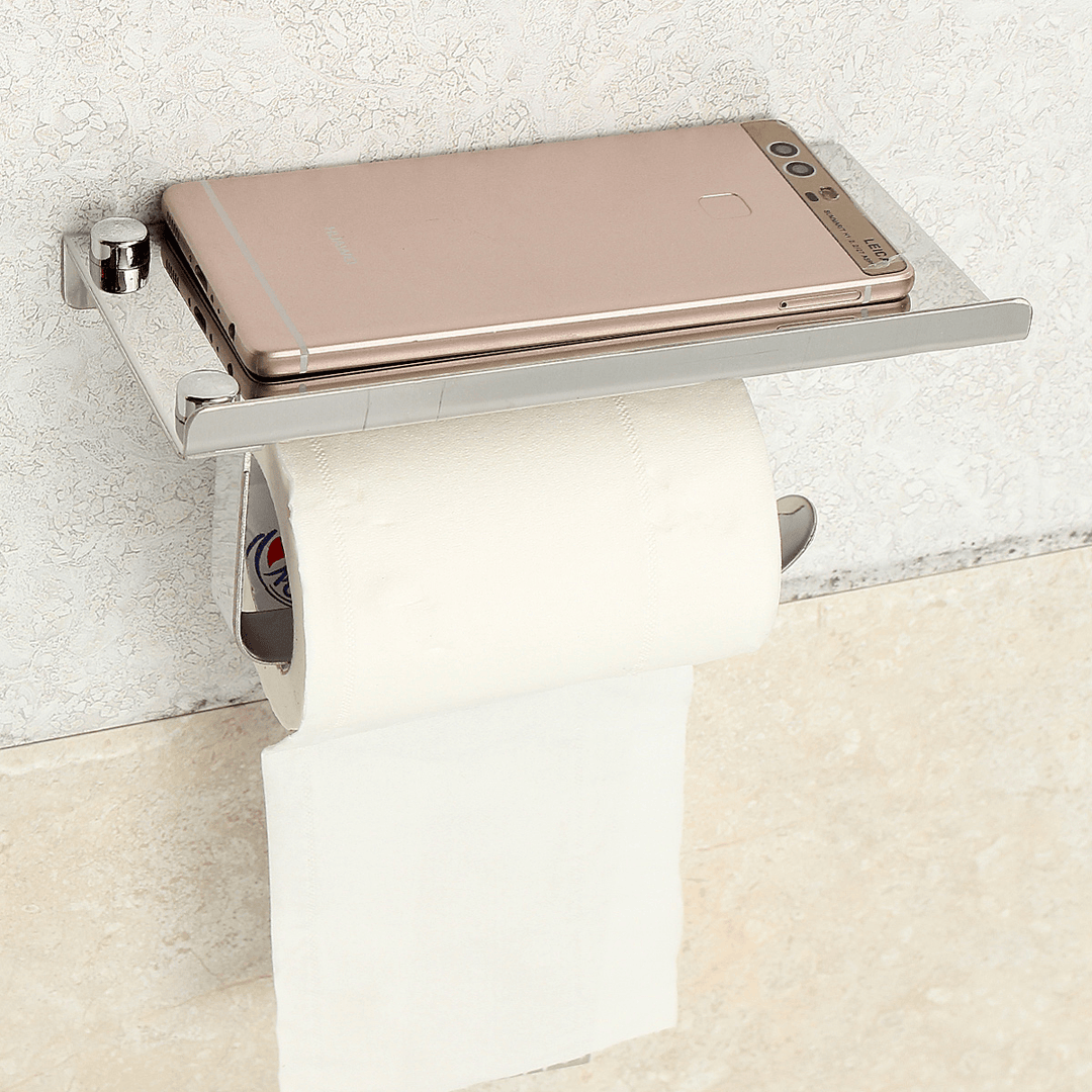 Stainless Steel Toilet Roll Tissue Stand Paper Holder Wall Mounted for Home Bathroom Paper Hook - MRSLM