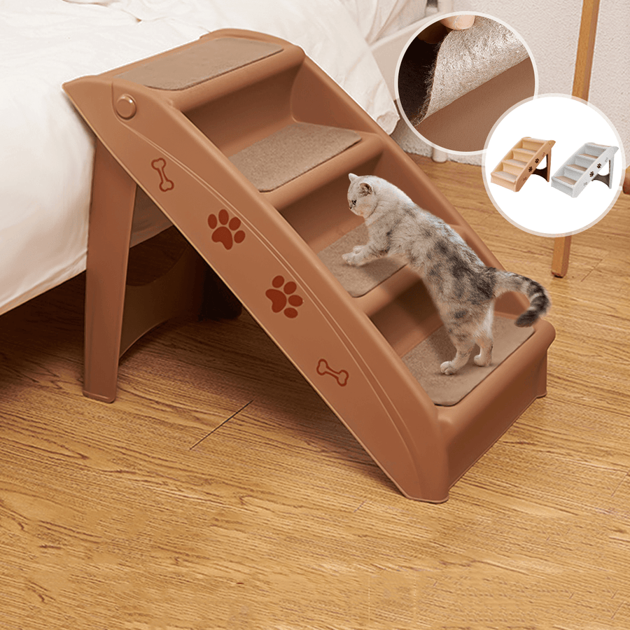 4 Steps Stairs for Small Dog Cat Dog House Pet Ramp Ladder Anti-Slip Removable Dogs Bed Pet Folding Stairs - MRSLM