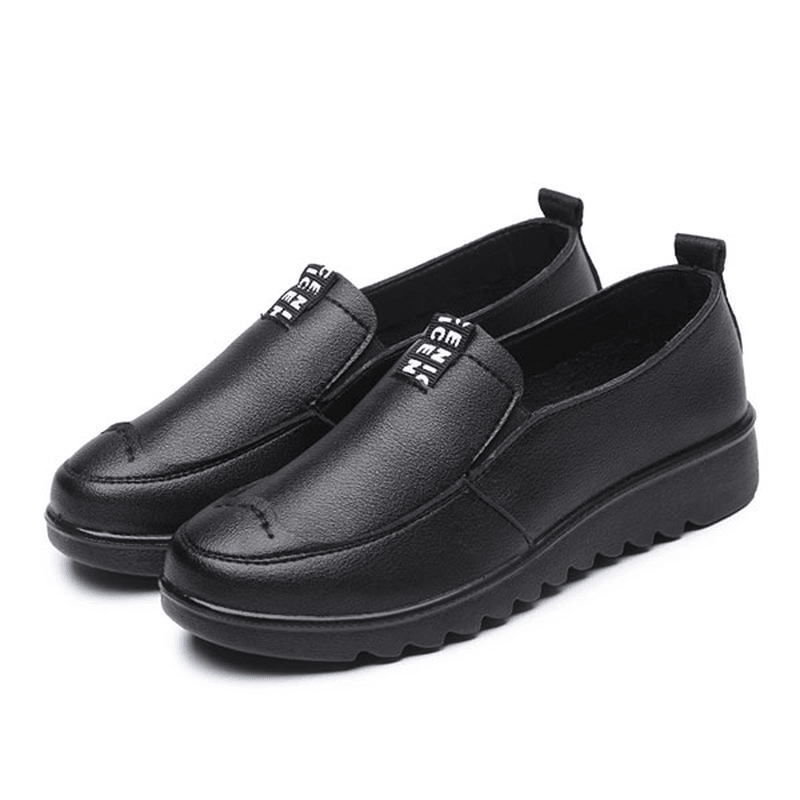 Women Flat Casual Breathable Shoes Leather Slip on Loafers - MRSLM