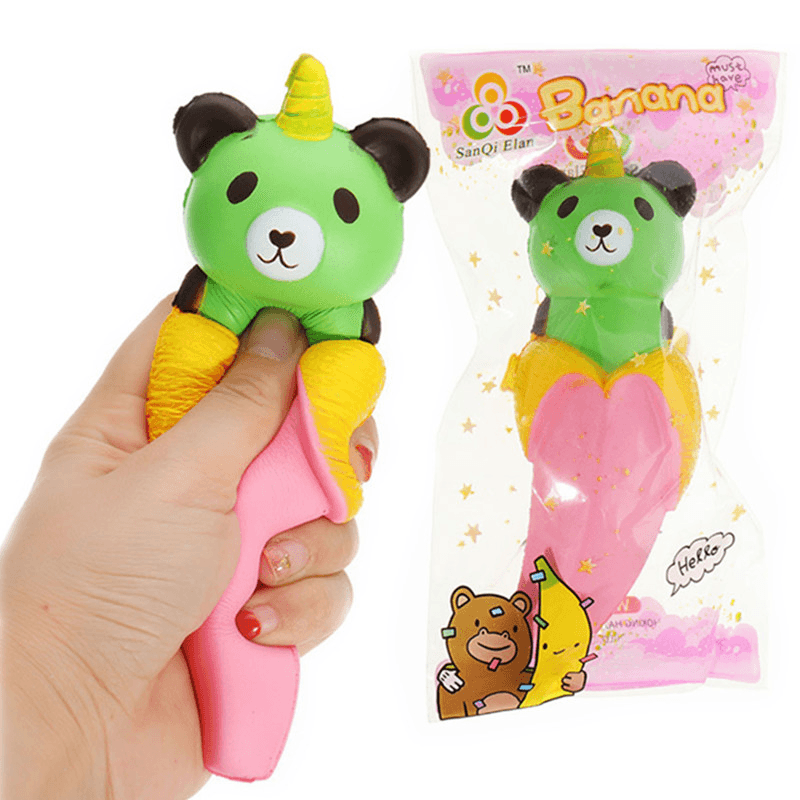 Sanqi Elan Banana Bear Squishy 18*6Cm Slow Rising with Packaging Collection Gift Soft Toy - MRSLM