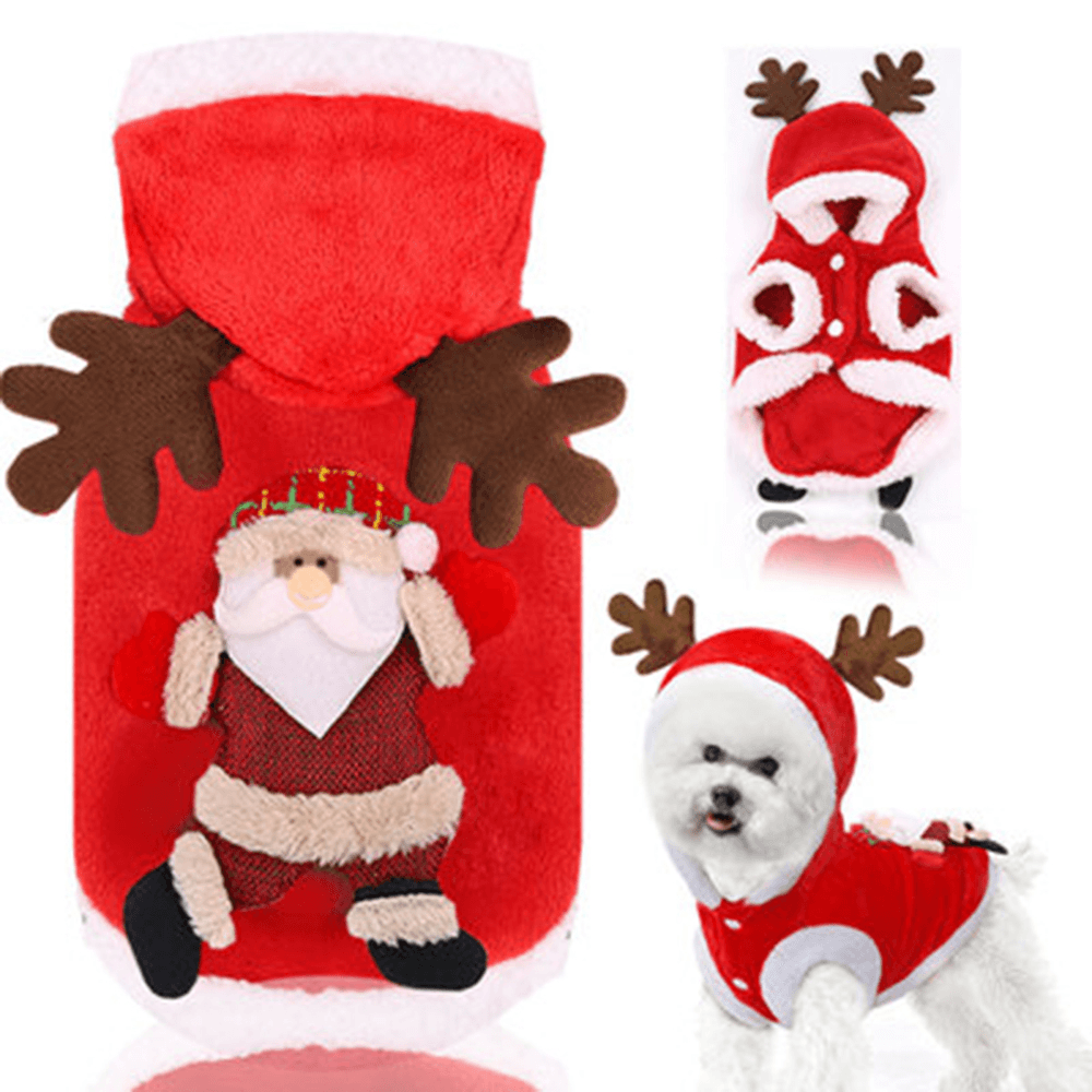 2020 Christmas Pet Clothes for Dogs Cats Costume Santa Claus Puppy Cat Clothes Winter Warm Dog Jacket Coats for Pet Hoodies Clothing - MRSLM