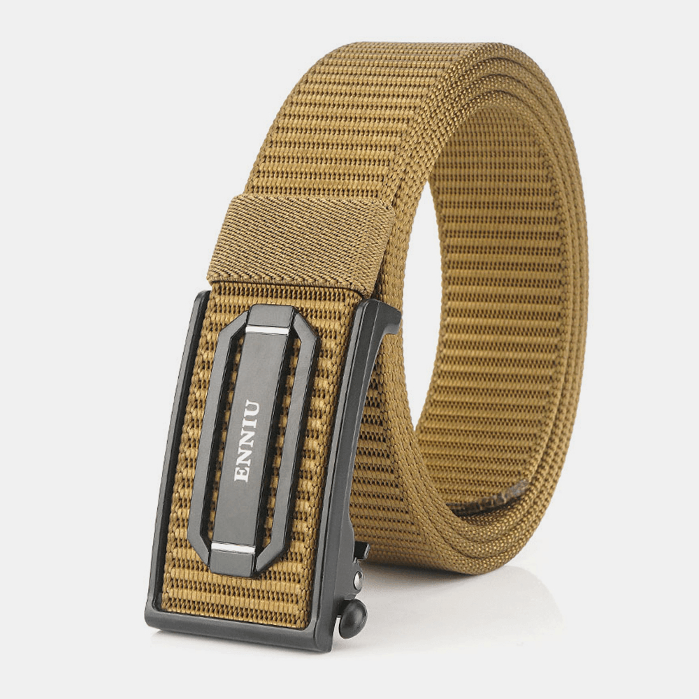 Men Nylon Braided 120Cm Rectangle Automatic Buckle Casual Wild Belts Training Tactical Belts - MRSLM