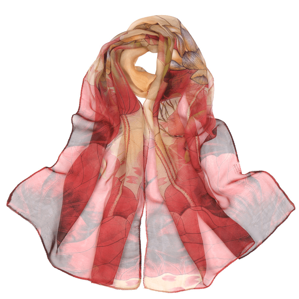 Summer Lotus Pond Moonlight Thin Silk Scarf - MRSLM