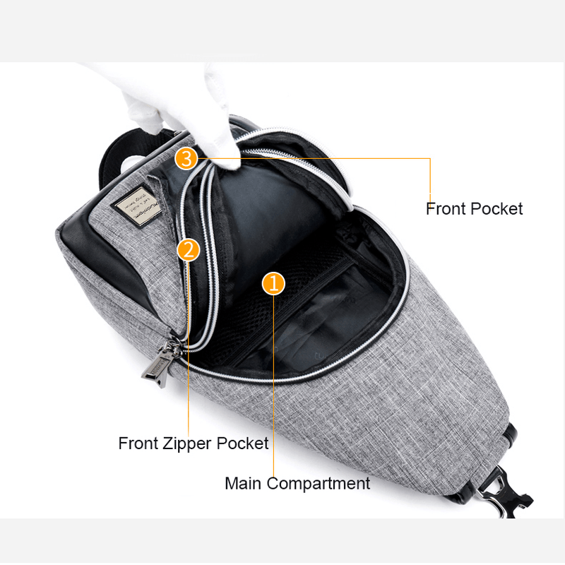 Men Large Capacity Waterproof USB Chest Bag Croddbody Bag - MRSLM