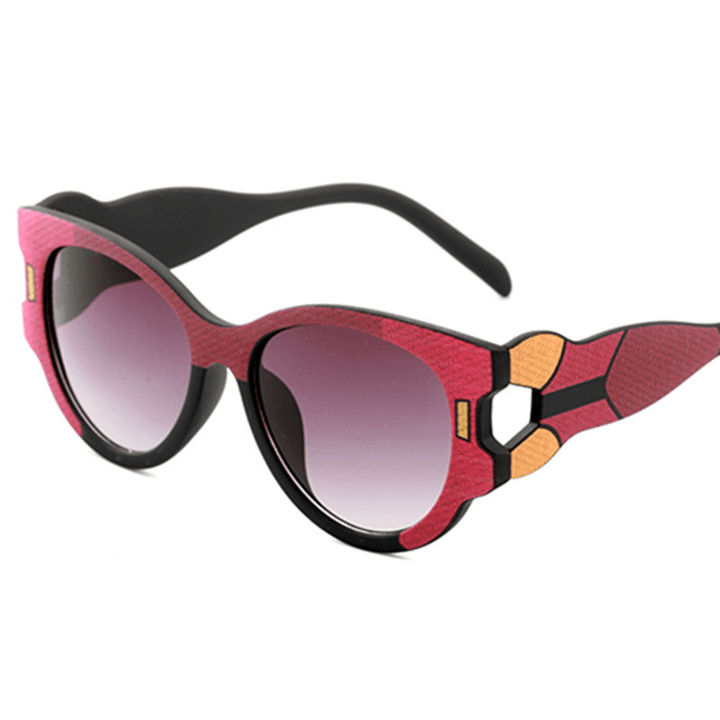 Women'S Large Frame Multicolor Stitching Sunglasses - MRSLM