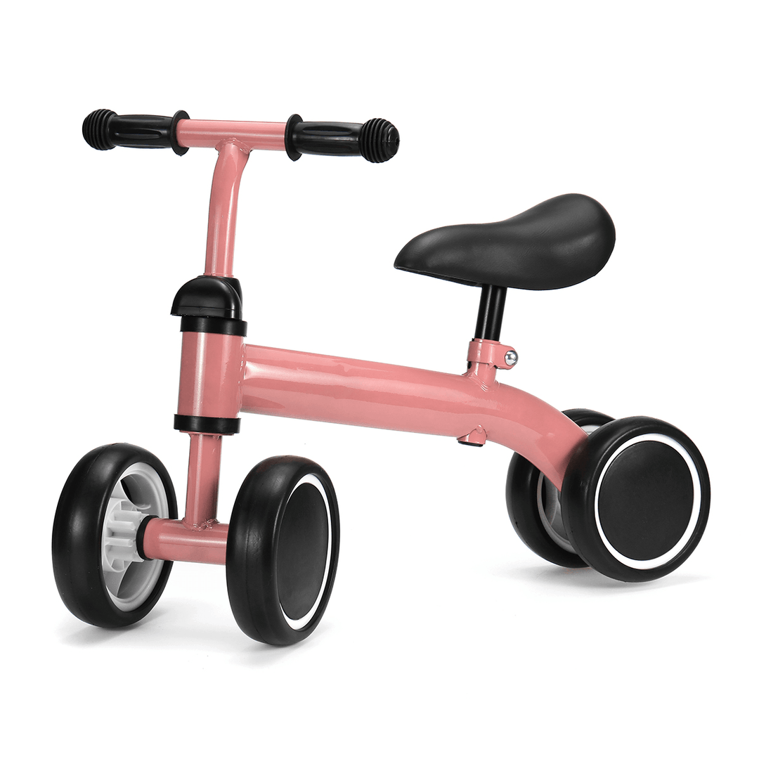 Novashion 4 Wheels No Pedal Baby Balance Bikes with Adjustable Seat&Handle for 1-4 Years Old Toddler Mini Bicycle Kids Walker Infant Educational Toy Gift for Boys&Girls - MRSLM