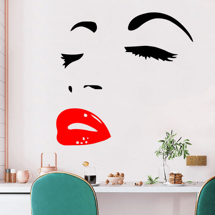 Miico FX1258 Red Lip Beauty Girl Wall Sticker Wall Art Home Decoration Stiker - MRSLM