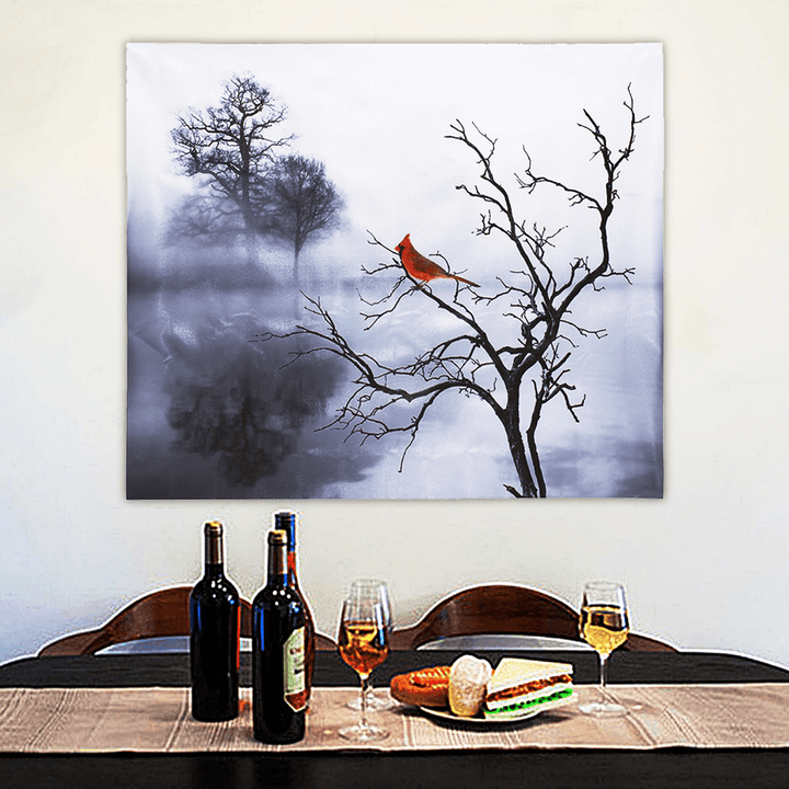 Modern Red Bird Tree Canvas Oil Printed Paintings Home Wall Art Decor Unframed Decorations - MRSLM