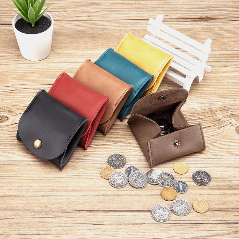 Women Genuine Leather Mini Retro Coin Bag Small Storage Bag Earphone Bag - MRSLM