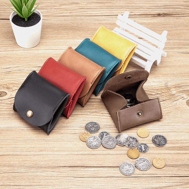 Women Genuine Leather Mini Retro Coin Bag Small Storage Bag Earphone Bag - MRSLM