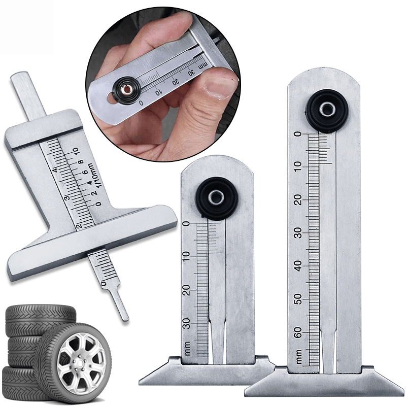 0-30Mm Stainless Steel Car Tyre Tire Tread Depth Gauge Meter Ruler Caliper Measuring Tool - MRSLM