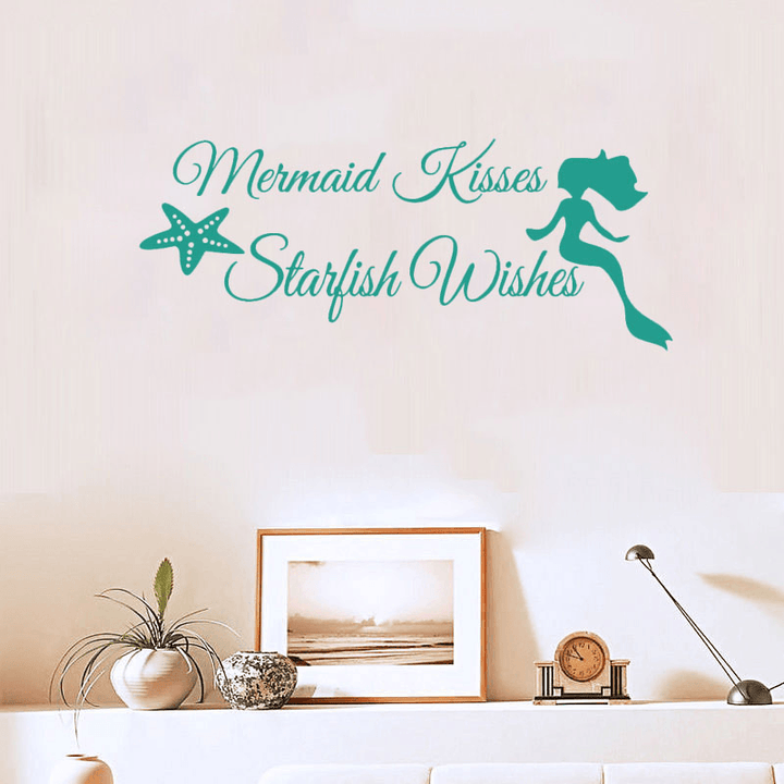 New Letters Style Wall Stickers Paper Creative Art Mermaid Shaped DIY Decorations Removable Wall Decals - MRSLM