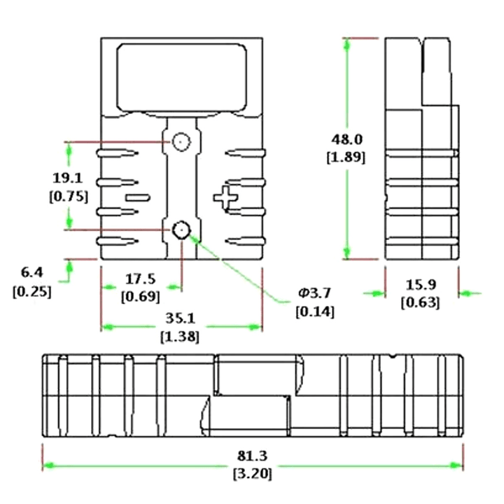 2Pcs 50A DC12/24V Anderson Style Plug Connectors Anderson Power Plug 4X Terminals Yellow - MRSLM