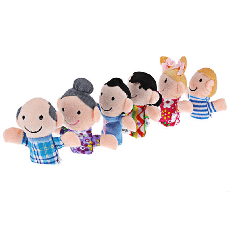 6 Pcs/Lot Stuffed Plush Toy Family Finger Puppets Set Boys Girls Educational Hand Toy Bedtime Story - MRSLM