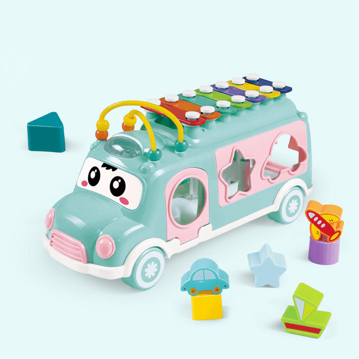 Children'S Toy Car Percussion Piano Bus Multi-Functional Building Blocks - MRSLM