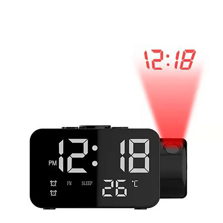 Multifunctional Projection Radio Alarm Clock USB Rechargeable LED Projection 180 Degree Rotating High Sound Quality Radio Alarm Clock - MRSLM