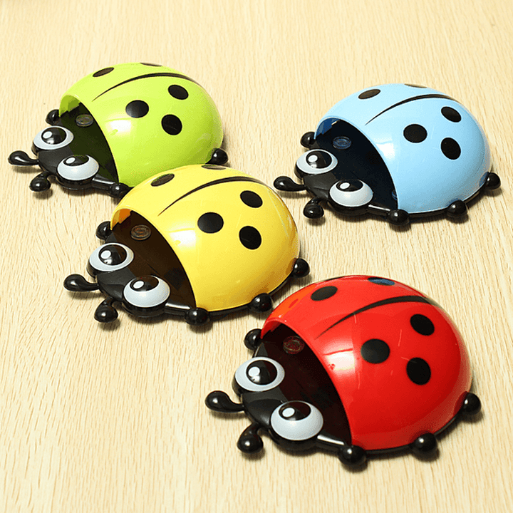 Cute Pocket Ladybug Wall Suction Cup Pocket Toothbrush Holder Bathroom Hanger Stuff Home Decoration - MRSLM