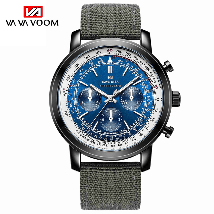 VAVA VOOM VA-207 Business Large Dial Genuine Leather Strap Chronograph Waterproof Men Quartz Watch - MRSLM