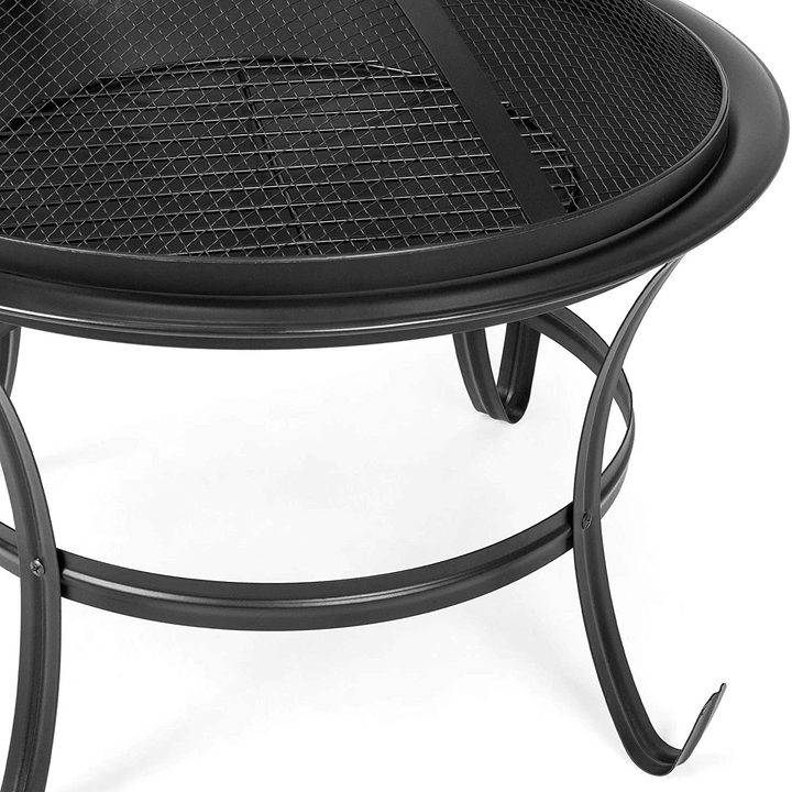 Ipree® Best Choice Products 22In Steel Outdoor BBQ Grill Fire Pit Bowl W/Screen Cover Log Grate Poker for Camping Bonfire - MRSLM