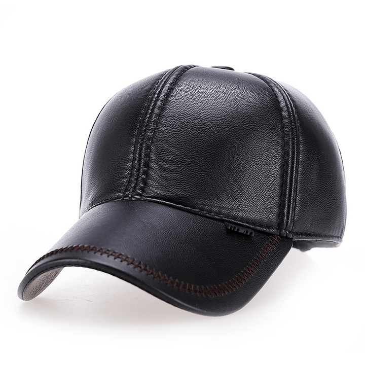 Ens Adjustable Earmuffs Artificial Leather Baseball Cap - MRSLM