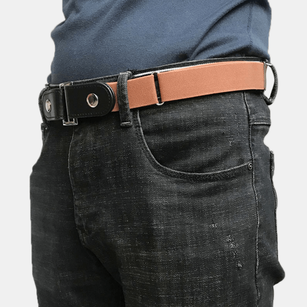 Men PU Leather Adjustable Slim Elastic Invisible Dual-Usage Wild Jeans Belt - MRSLM