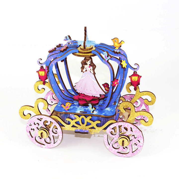 Wholesale Wooden Assembly Model Color Hand DIY Gifts Children Pumpkin Car Music Box - MRSLM