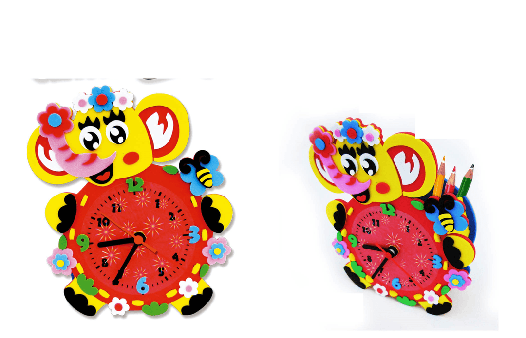 Clock DIY Handmade Materials Cartoon Early Education for Children - MRSLM