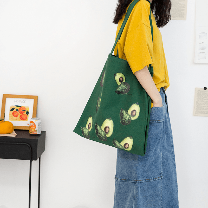 Women Cute Lovely Avocado Printed Handbag Shoulder Bag - MRSLM