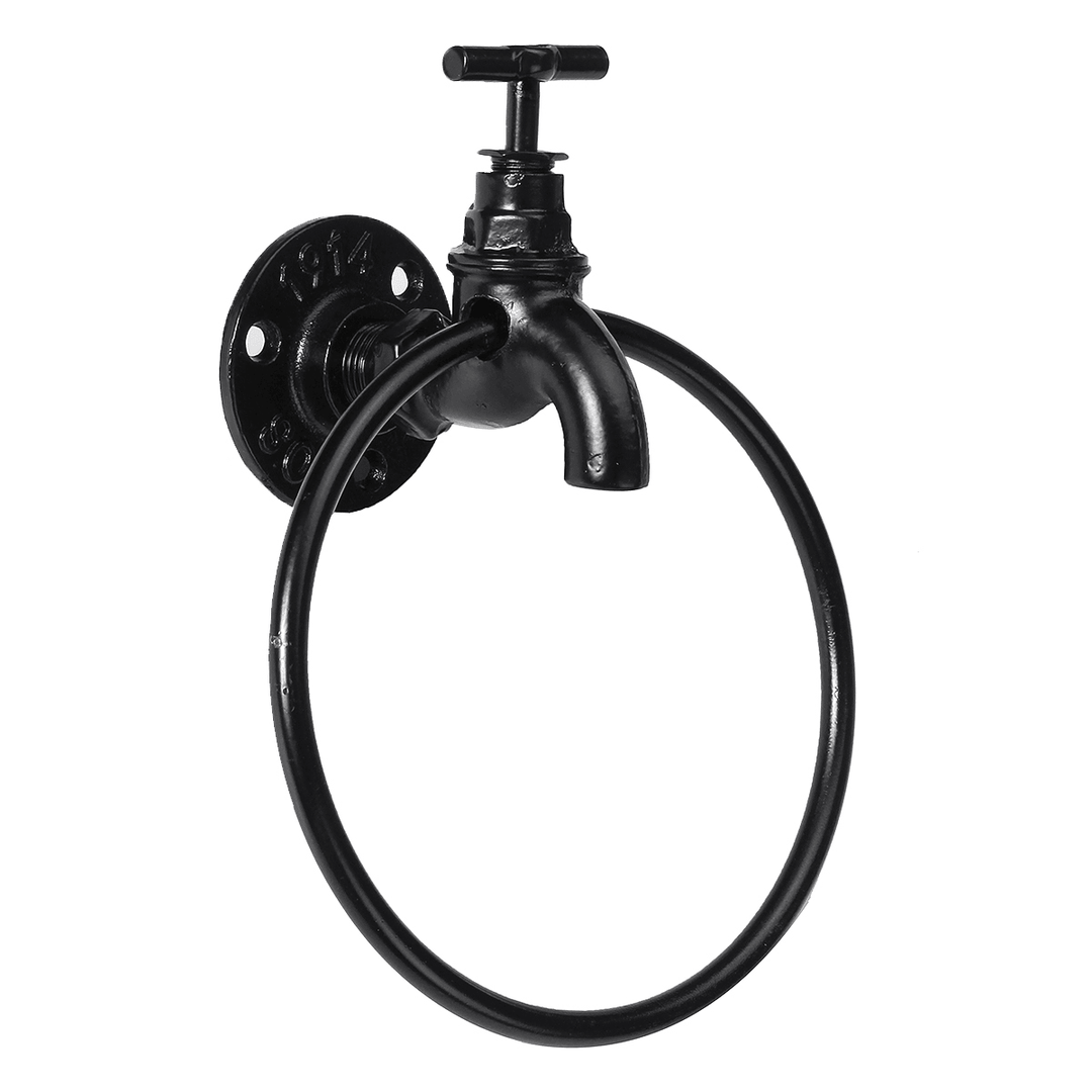 Wall Mounted Towel Ring Holder Kitchen Bathroom Storage Organizer Rack Hanger - MRSLM