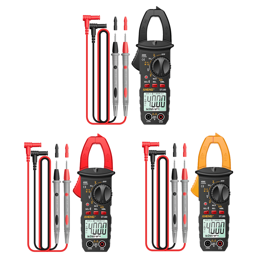 ANENG ST180 Digital Clamp Meter AC Current 4000 Counts Multimeter Ammeter Voltage Tester Car Amp Hz Capacitance NCV Ohm Test - MRSLM