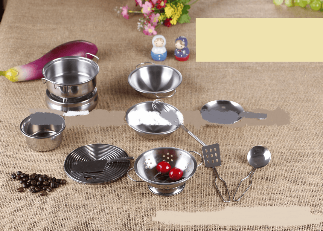 Children'S Stainless Steel Small Kitchen Toy Set - MRSLM