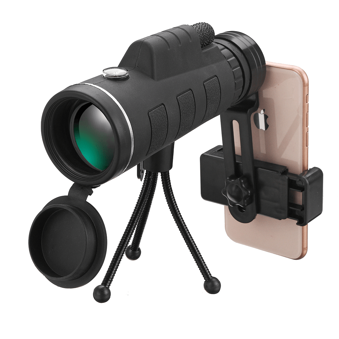 40X60 Monocular HD Optic BAK4 Low Light Night Vision Telescope with Phone Holder Clip Tripod Outdoor Camping - MRSLM