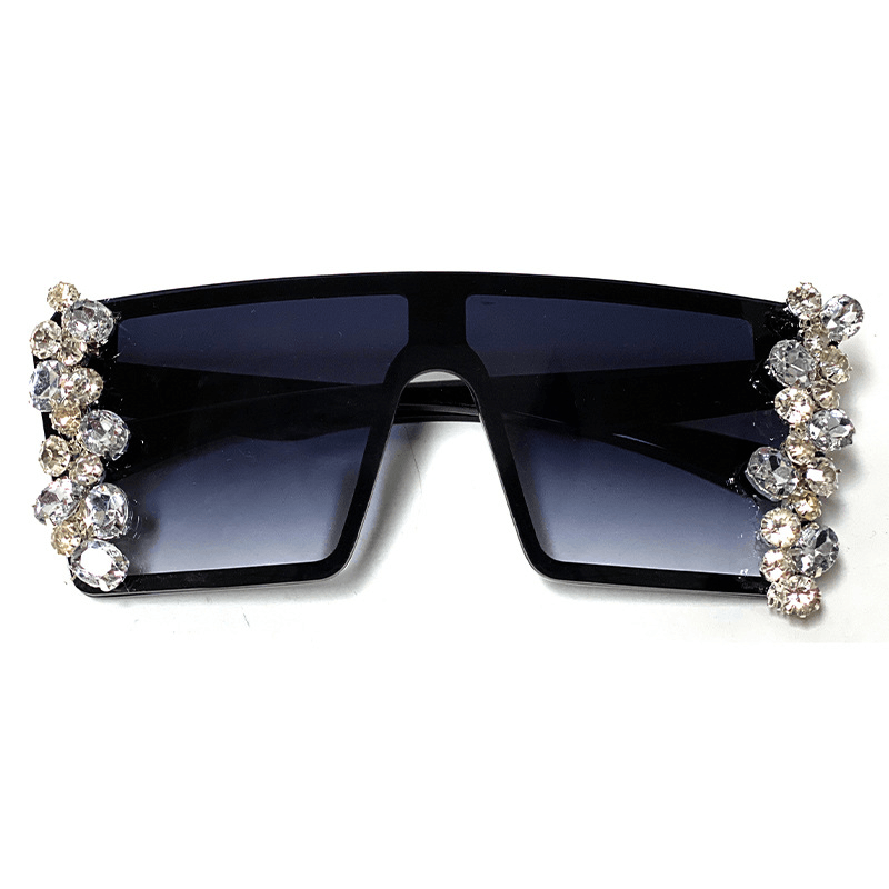 Large Square Frame Diamond Chain Diamond Sunglasses - MRSLM