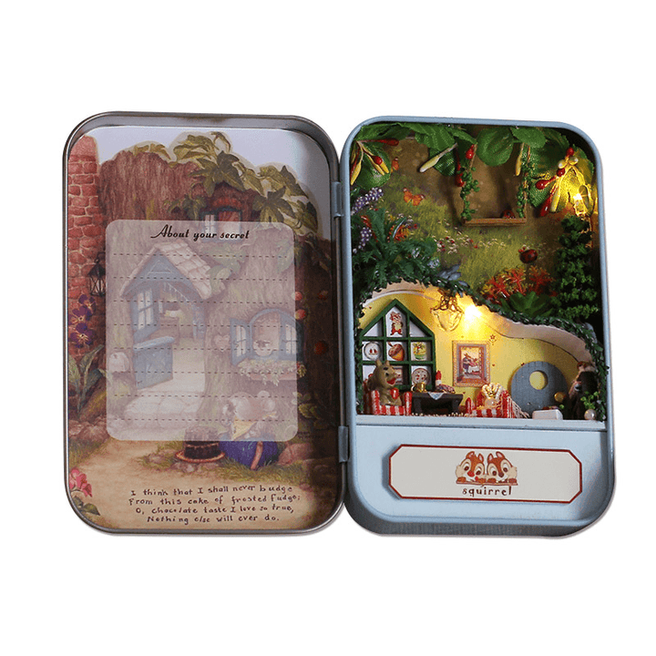 Iiecreate DIY Tin Box Secret Dollhouse with Light T-002 T-003 T-004 T-005 Gift Home Office Decor - MRSLM