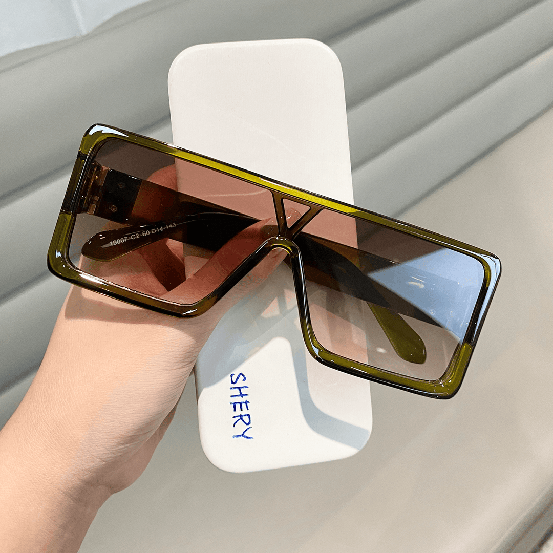 Large Frame Sunglasses Thick Frame One-Piece Lens Sunglasses Anti-Ultraviolet Sun Visor Glasses Men - MRSLM