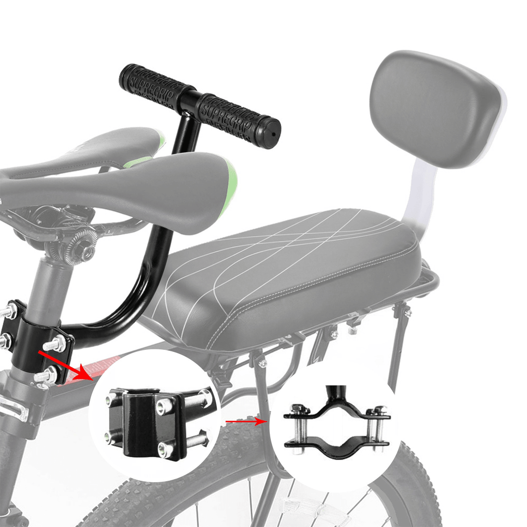 BIKIGHT 4-In-1 Bike Rear Back Universal Adjustable Bike Cargo Luggage PU Leather Saddle Foot Pedal Children Armrest - MRSLM