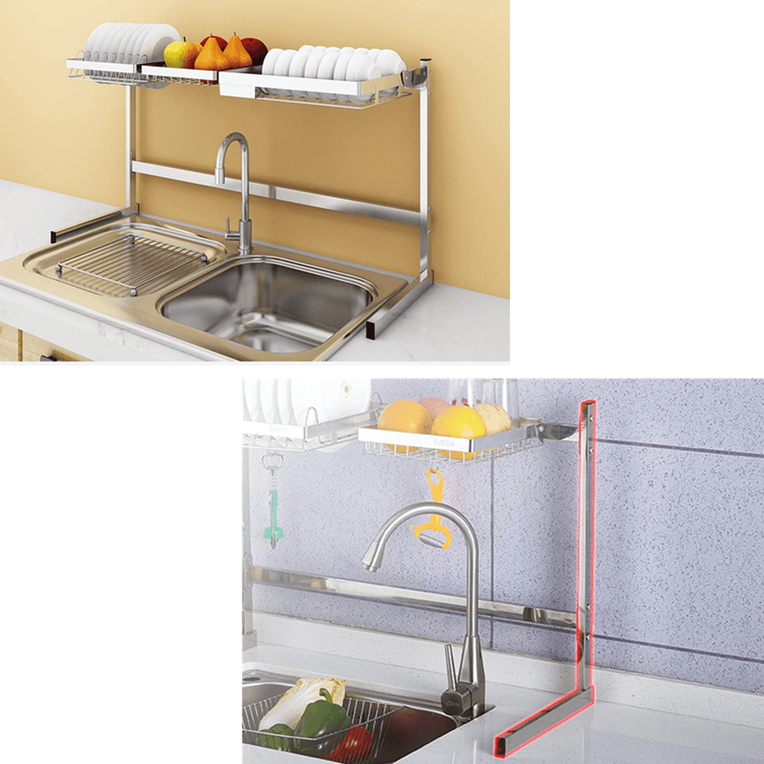 Stainless Steel Kitchen Dish Drying Rack Dish Drainer Rack Storage Shelf Rack Cup Plate Dish Rack Holders Organizer - MRSLM